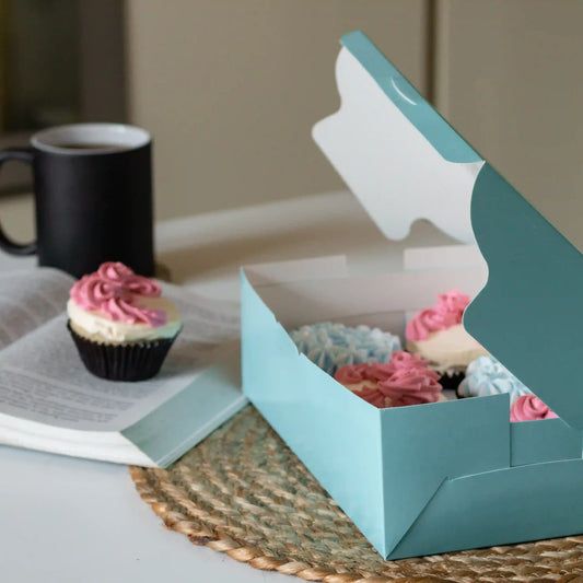 Cupcake Box For 6 - Blue