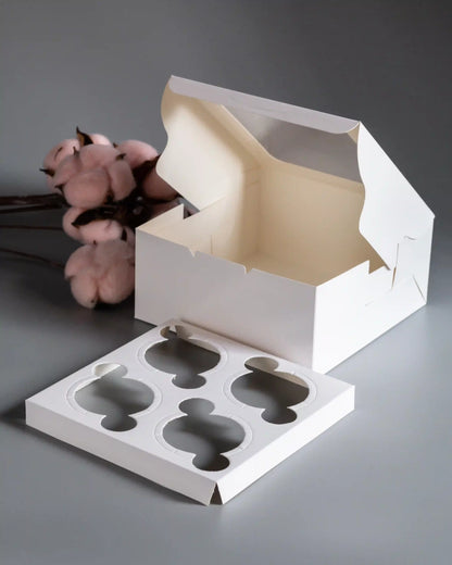 Cupcake Box For 4 - Ivory