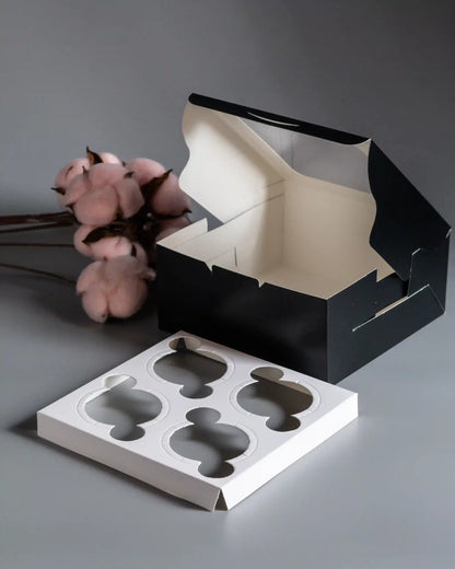 Cupcake Box For 4 - Matt Black