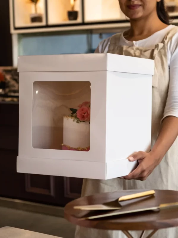 30cm Tall WOOD GRAIN Cake Box with Window 12 inch | Bake Group