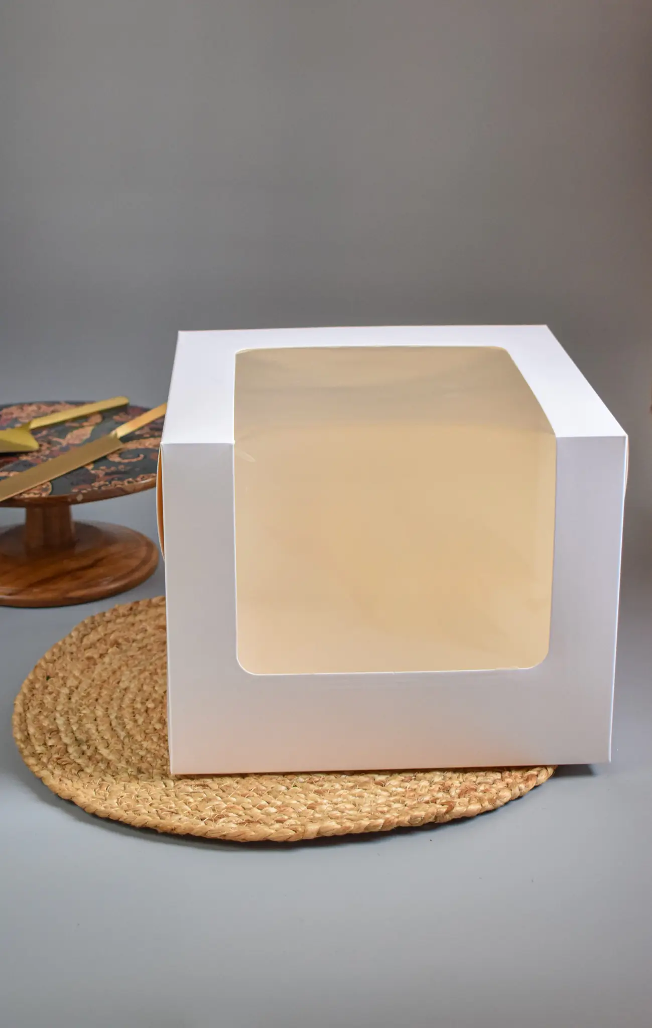 Get Bulk 10x10x5 Cake Boxes with Window, Cake Boards and Yellow